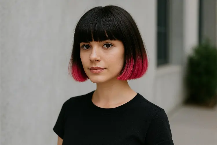 Model Rambut Pendek Wanita Bob with Pink Tips - Bold dan Playful