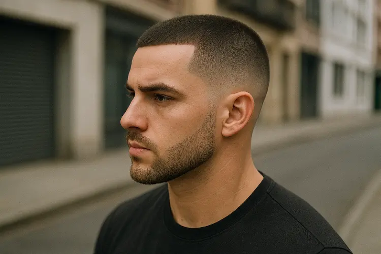 Buzz Cut with Mid Fade + Line in Hair - Simpel, Clean, dan Berkelas