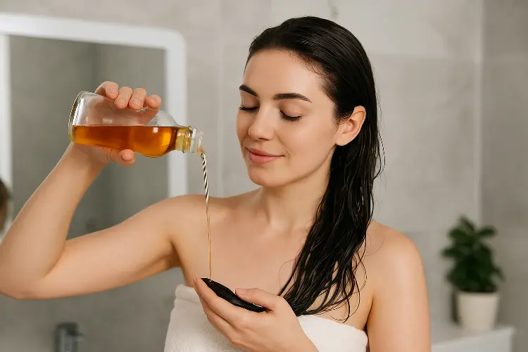 Coba Bilasan Cuka Apel - Rahasia Rambut Berkilau Alami